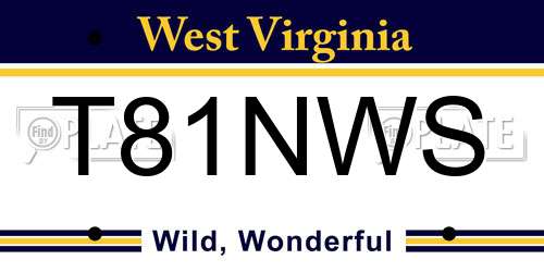 T81NWS West Virginia License Plate
