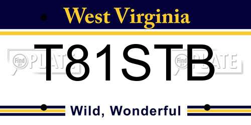 T81STB West Virginia License Plate