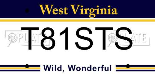 T81STS West Virginia License Plate