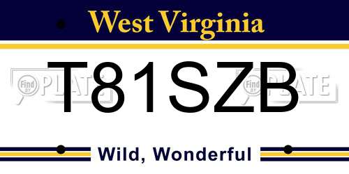 T81SZB West Virginia License Plate