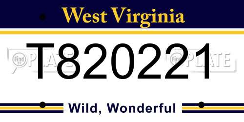 T820221 West Virginia License Plate