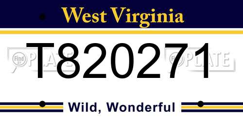 T820271 West Virginia License Plate