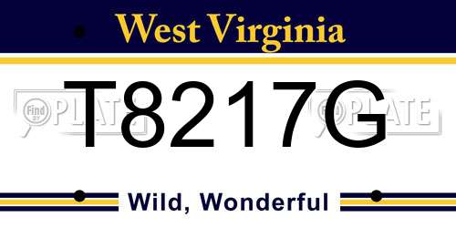 T8217G West Virginia License Plate