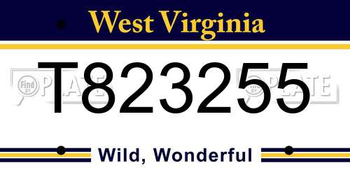 T823255 West Virginia License Plate
