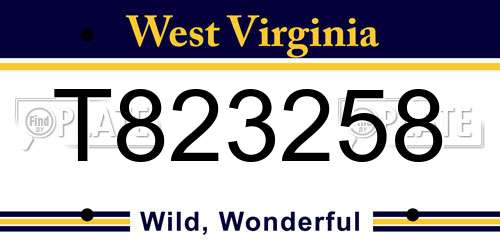 T823258 West Virginia License Plate