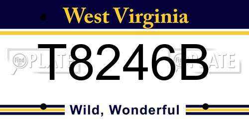 T8246B West Virginia License Plate