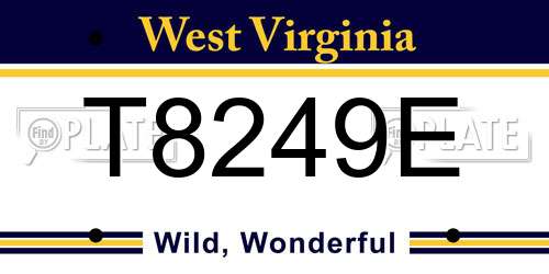 T8249E West Virginia License Plate