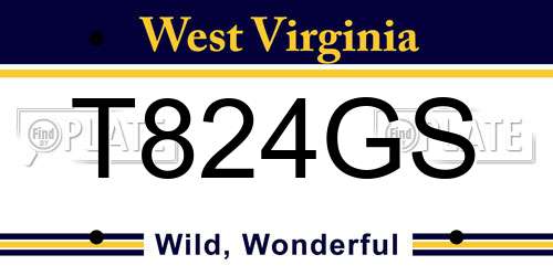 T824GS West Virginia License Plate