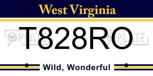 T828RO West Virginia License Plate