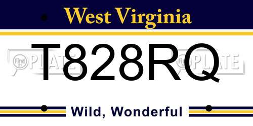 T828RQ West Virginia License Plate