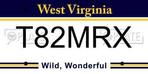 T82MRX West Virginia License Plate