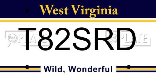 T82SRD West Virginia License Plate