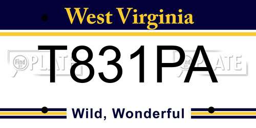 T831PA West Virginia License Plate