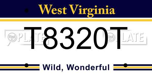 T8320T West Virginia License Plate