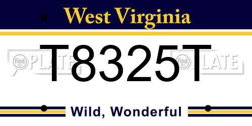 T8325T West Virginia License Plate