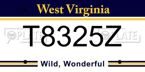T8325Z West Virginia License Plate