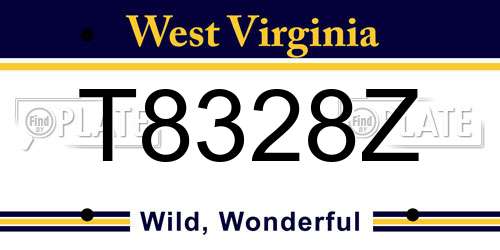 T8328Z West Virginia License Plate