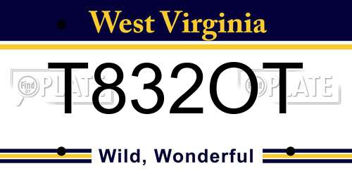 T832OT West Virginia License Plate