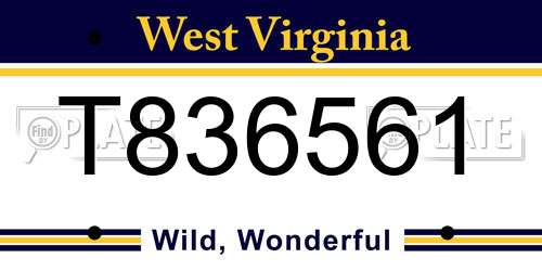 T836561 West Virginia License Plate