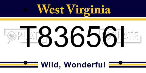 T83656I West Virginia License Plate