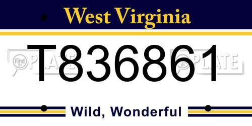 T836861 West Virginia License Plate