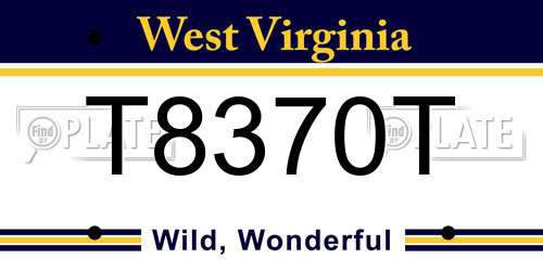 T8370T West Virginia License Plate