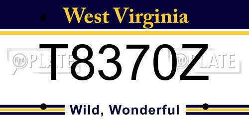 T8370Z West Virginia License Plate
