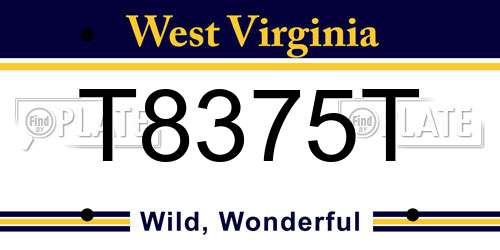T8375T West Virginia License Plate