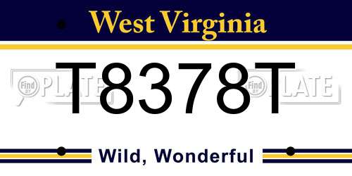 T8378T West Virginia License Plate