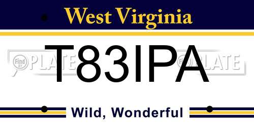 T83IPA West Virginia License Plate