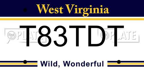 T83TDT West Virginia License Plate