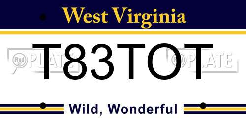 T83TOT West Virginia License Plate