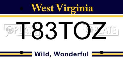 T83TOZ West Virginia License Plate