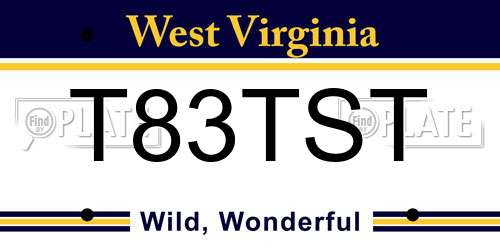 T83TST West Virginia License Plate