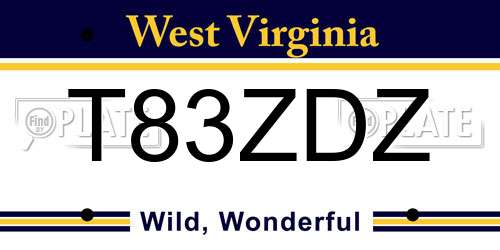 T83ZDZ West Virginia License Plate