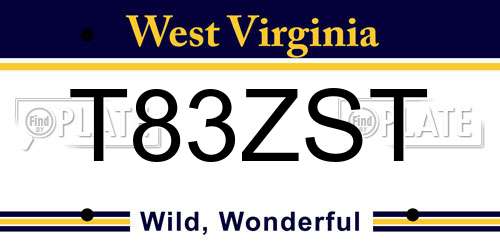 T83ZST West Virginia License Plate