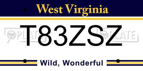 T83ZSZ West Virginia License Plate