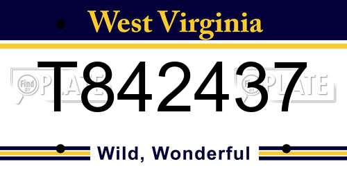 T842437 West Virginia License Plate