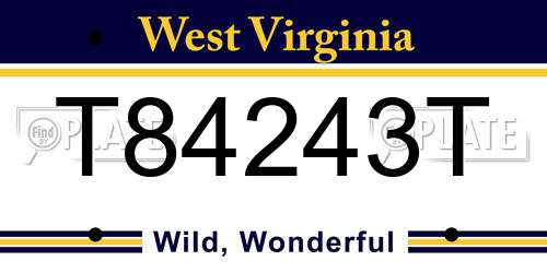 T84243T West Virginia License Plate