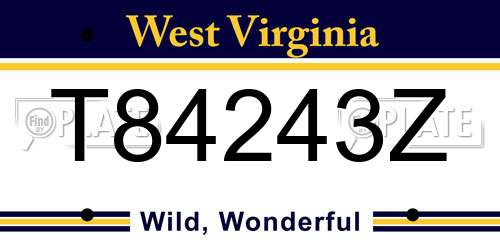 T84243Z West Virginia License Plate