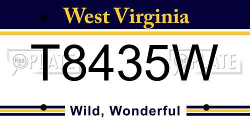 T8435W West Virginia License Plate
