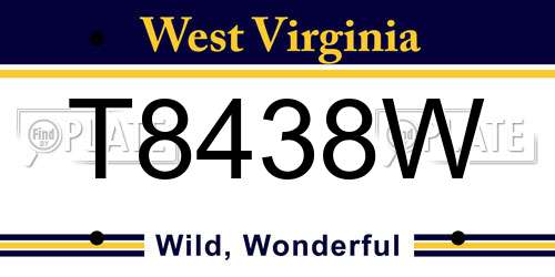T8438W West Virginia License Plate