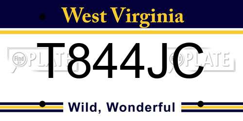 T844JC West Virginia License Plate