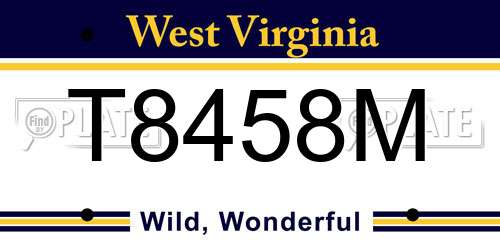 T8458M West Virginia License Plate