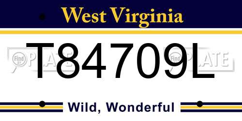 T84709L West Virginia License Plate