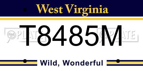 T8485M West Virginia License Plate