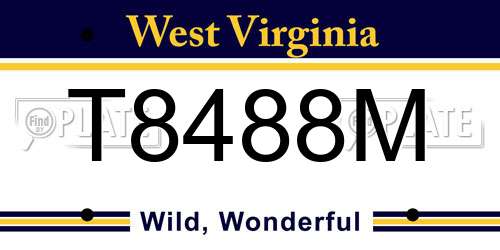 T8488M West Virginia License Plate