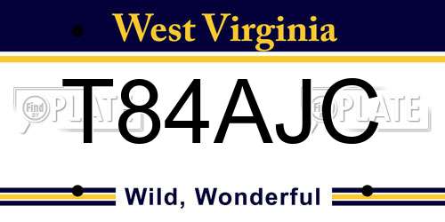 T84AJC West Virginia License Plate