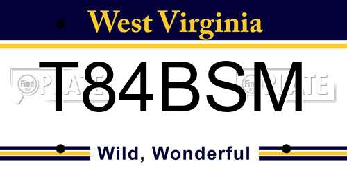 T84BSM West Virginia License Plate