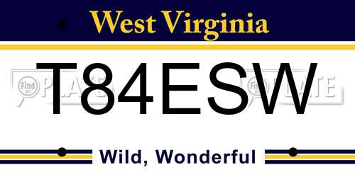 T84ESW West Virginia License Plate